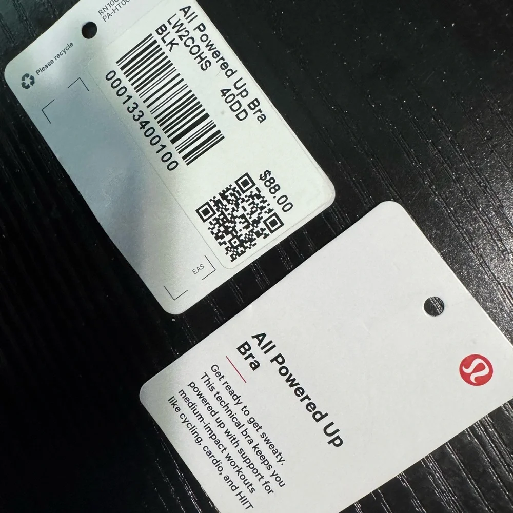 Lululemon Athletica ALL POWERED UP Black Sports Bra 40DD NWT - Picture 5 of 5